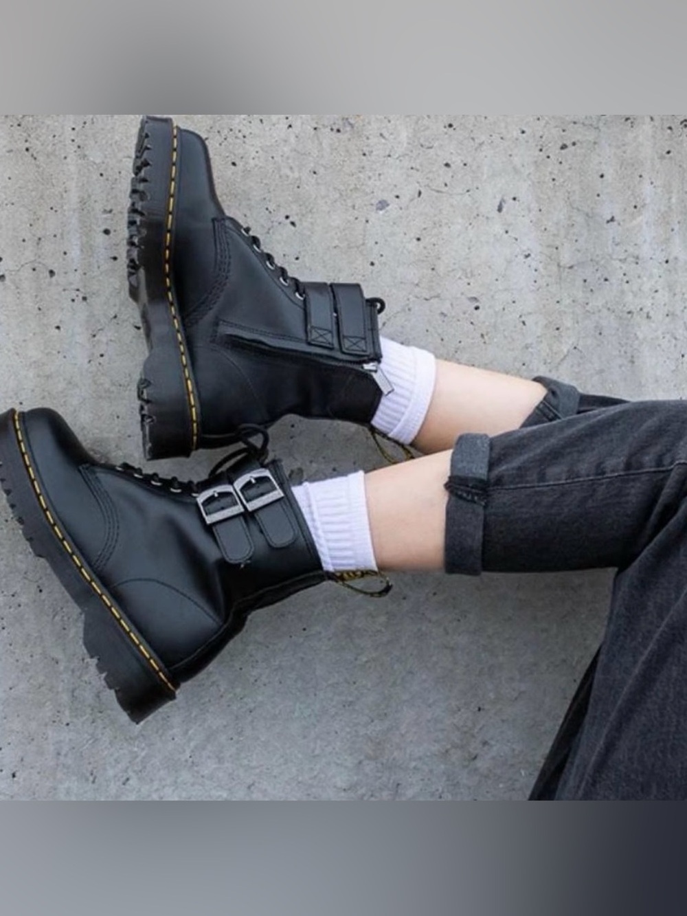 Dr Martens 1460 alt black leather double buckle combat ankle boots 7 M 8 W EU 39